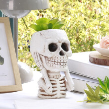 Pot de fleurs décoratif en résine en forme de crâne d'Halloween (1 pièce)