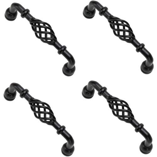 PILYON cabinet knob black birdcage round handle 4 pack
