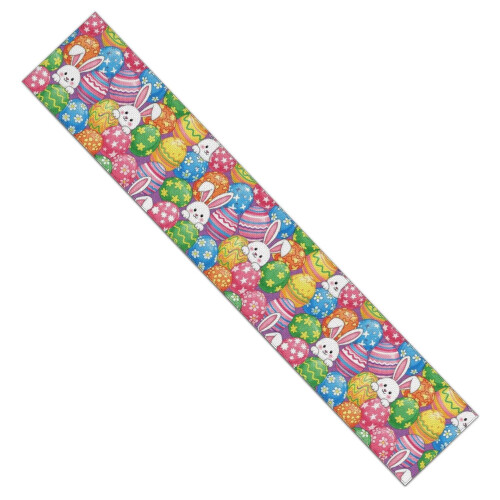 Caminho de mesa de Páscoa com estampa de ovos multicoloridos, 35 x 180 cm (13,8 x 71 polegadas)