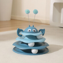 MU Cat Toy Roller Track Tower with Colorful Balls Blue