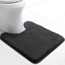 Tapete de banheiro antiderrapante em formato de U, 60x50 cm, cinza carvão