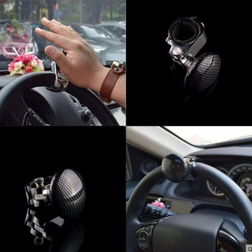 Woodgrain steering wheel spinner knob universal brown 1