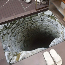 3D Hole Rug Optical Illusion 50 Inch Anti-Slip Pet Friendly
