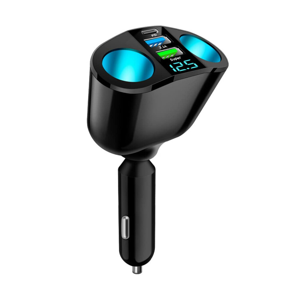 Cigarette Lighter Splitter With Led Voltmeter And Dual Usb Black 908436508001