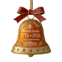 US Bicentennial Bell Ornament Vintage Acrylic Orange