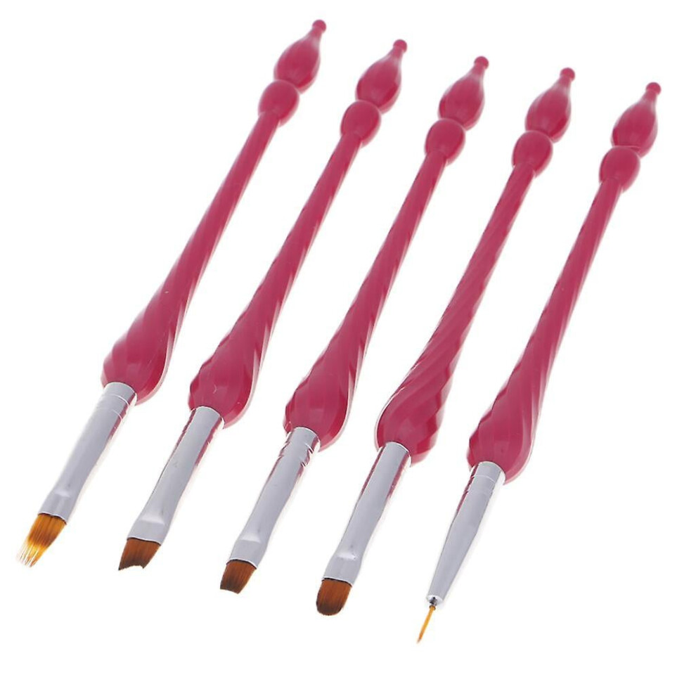 Nail Art Brush UV Gel Polish Liner Pen Red 5pcs