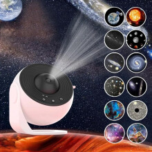 Hemplanetariumprojektor med 13 filmskivor vit svart