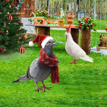 Estaca de jardim com pomba natalina e chapéu de Papai Noel (2 peças)