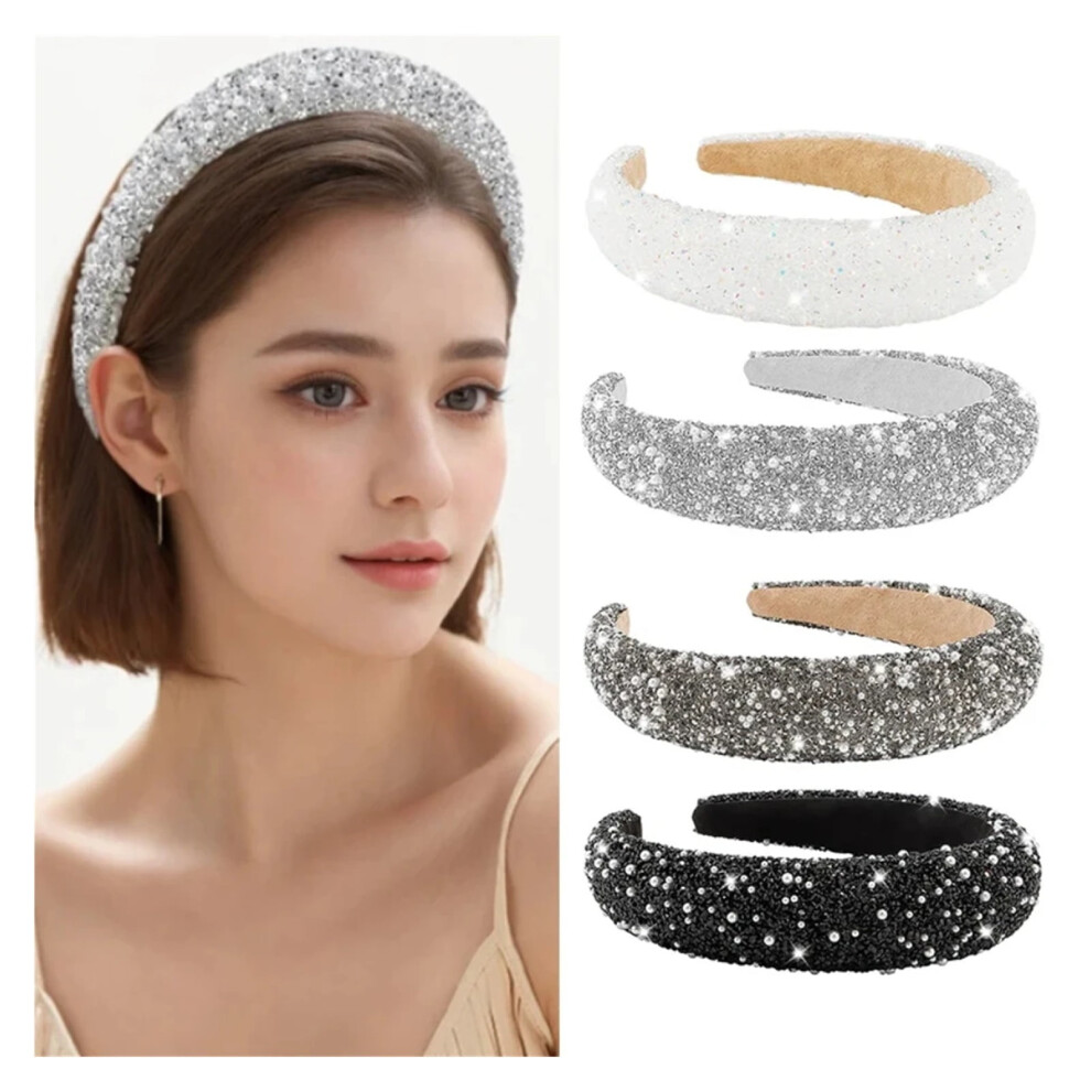 Beaded Crystal Pearl Baroque Headband Women 1pc