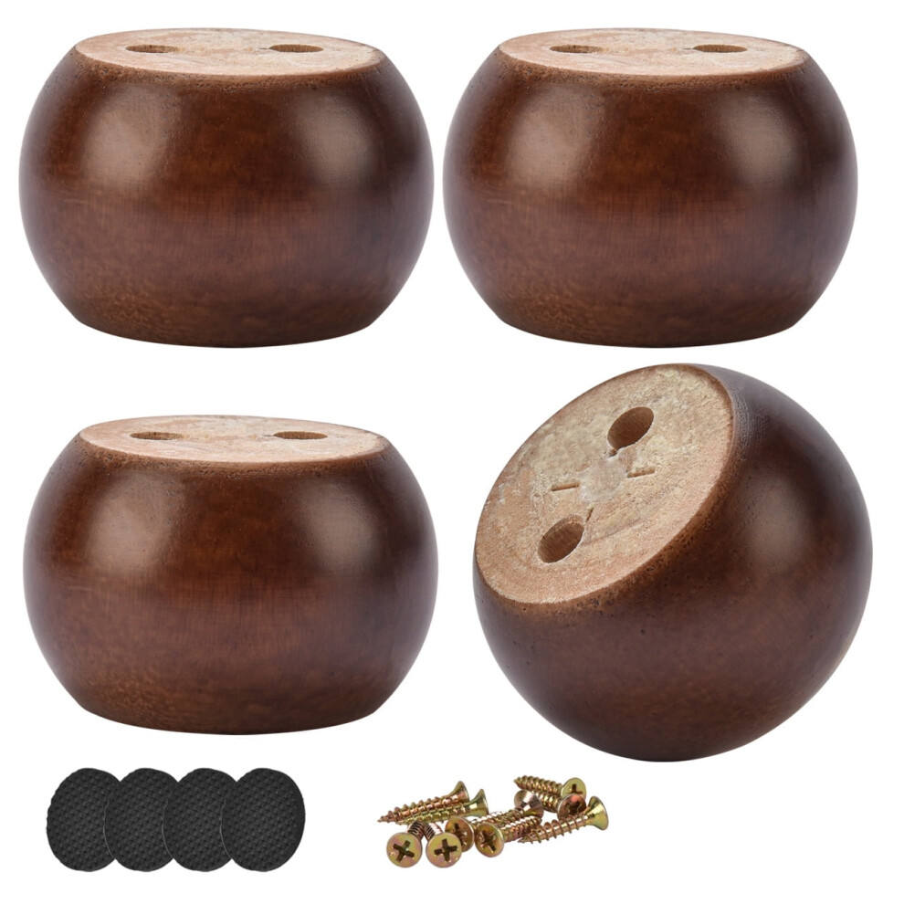 Walnut Solid Wood Furniture Legs 4Pcs Round Bun Feet 971050125749