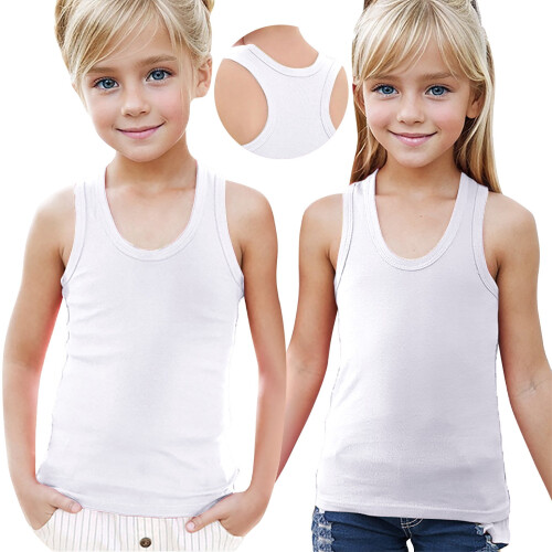 Linne för flickor, mjukt ärmlös linne, vit, 8 år 1