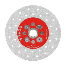 3PCS 115MM Vacuum Brazed Ultra-Thin Multi-Pore Flat Abrasive Disc for Porcelain, Glass, Ceramic, Tile, Granite, Marble – Red & Porous