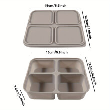 Set di contenitori per alimenti a 4 scomparti, 2 pezzi, 5,9 x 4 pollici