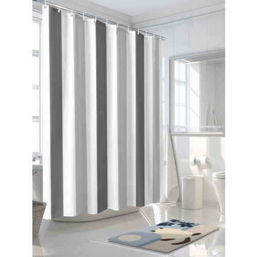 Rideau de douche minimaliste à rayures grises 152 x 183 cm imperméable 2