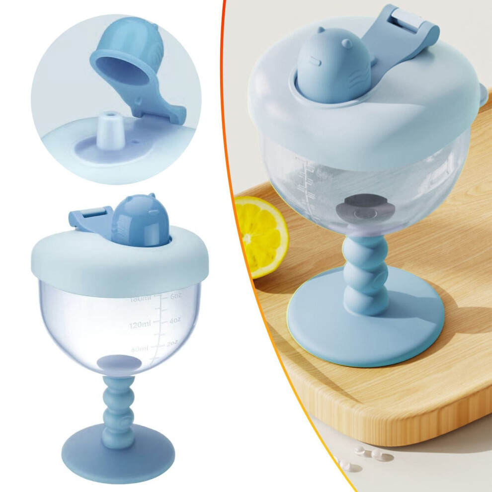 6oz sippy cup blue with leak-proof lid and goblet design