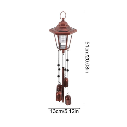 Solar Wind Chime Light Bronze Iron Hexagonal 51cm 2