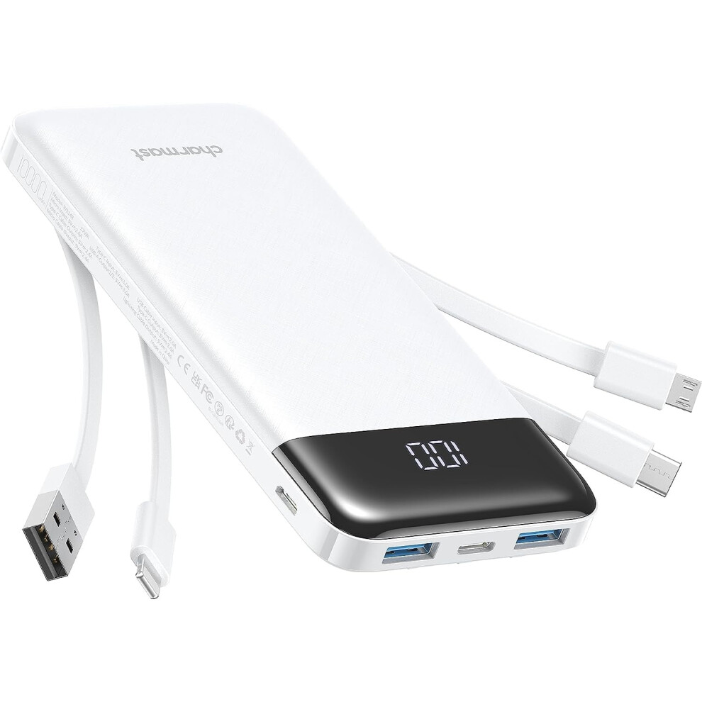 Portable 10000Mah Power Bank With Built-In Cables 6 Outputs 9032631852513