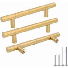 3.5 Inch Gold Drawer Pulls Brushed Brass 1 Pair