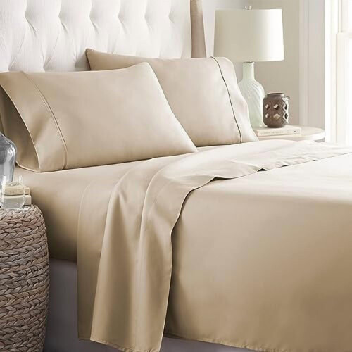 Twin Bunk Bed Sheets Set with 2 Pillowcases Taupe