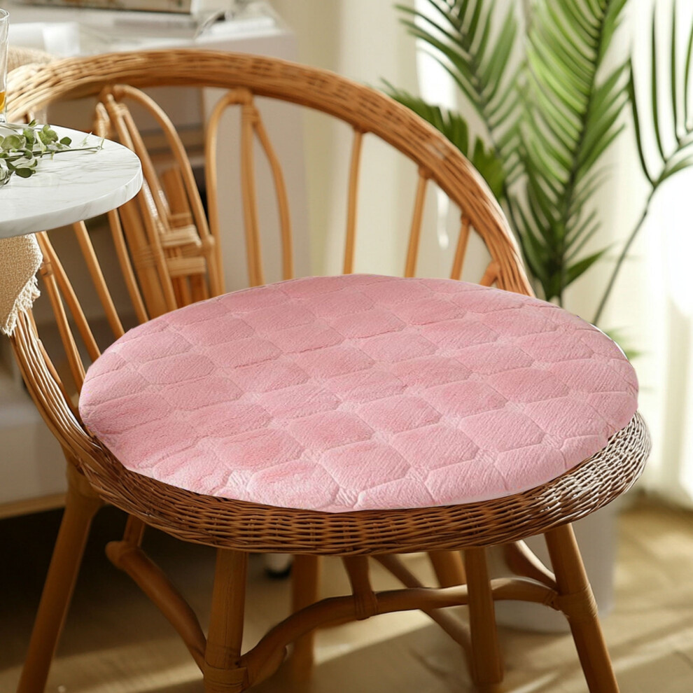 Round Plush Cushion Khaki 14X14in Breathable Flock 959263973395