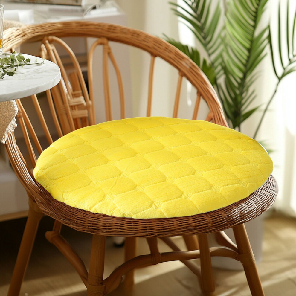Round Plush Cushion 14X14 In Breathable Flock Yellow 959263973425