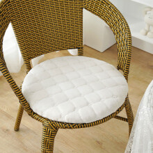 Round Plush Cushion 14x14in – Breathable Flock, for Chair/Floor/Tatami, Office/Dining/Car – Pressure Relief & Comfort, White