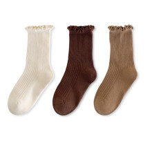 Children's ankle socks solid color frilly trim 3 pairs