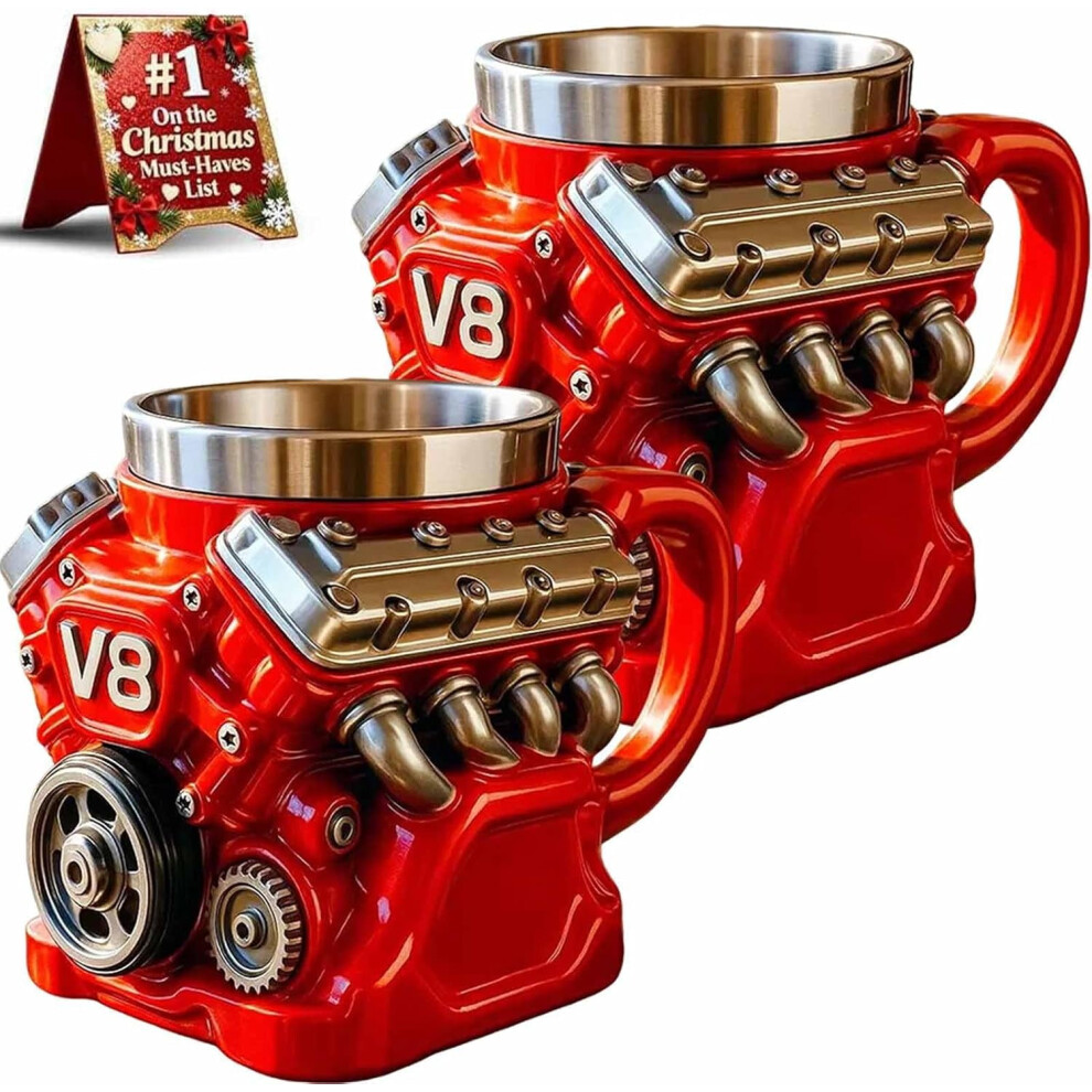 V8 Engine Coffee Mug Car-Themed Double-Wall Insulated 2Pcs 968604276989