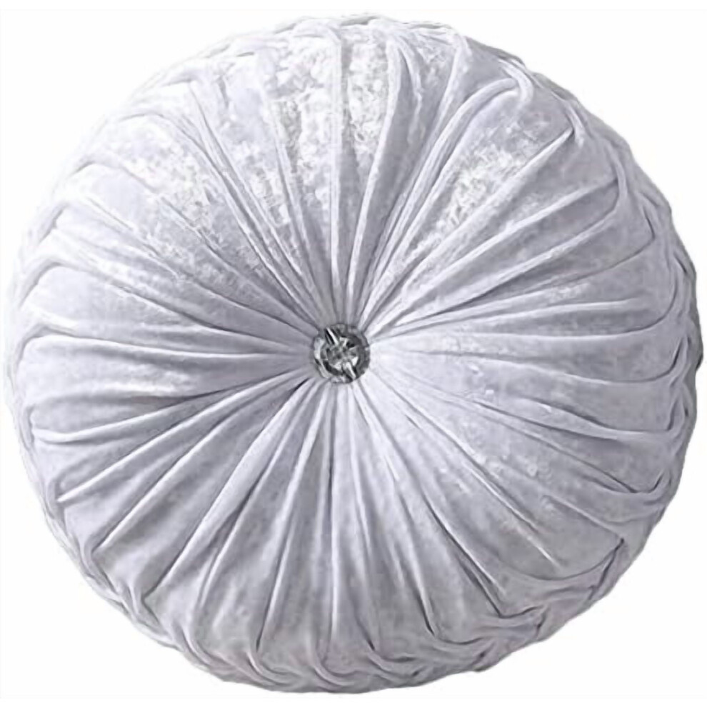 Round decorative throw pillow white 13.7 inch