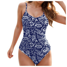 Vintage-Badeanzug für Damen, einteilig, gerafft