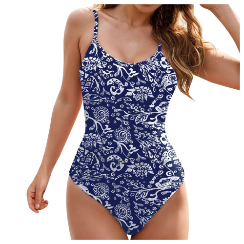 Vintage-Badeanzug für Damen, einteilig, gerafft