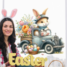 Easter window clings PVC bunny stickers 9-piece 12x12in