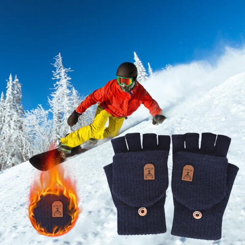 Heated Fingerless Winter Gloves USB Rechargeable 1 Pair 2
