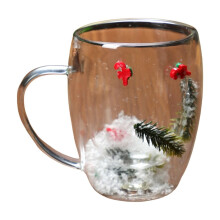 Kerstset glazen mokken dubbelwandig 355 ml