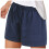 Shorts femininos de algodão com bolsos e cintura elástica. 1