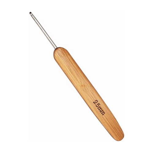 Agulha de crochê de bambu para tranças e dreadlocks, 1,0 mm
