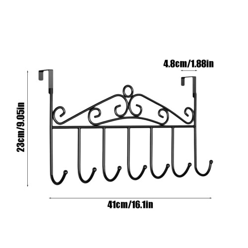 Wall-Mounted Metal Door Hook Rack White Coffee 2