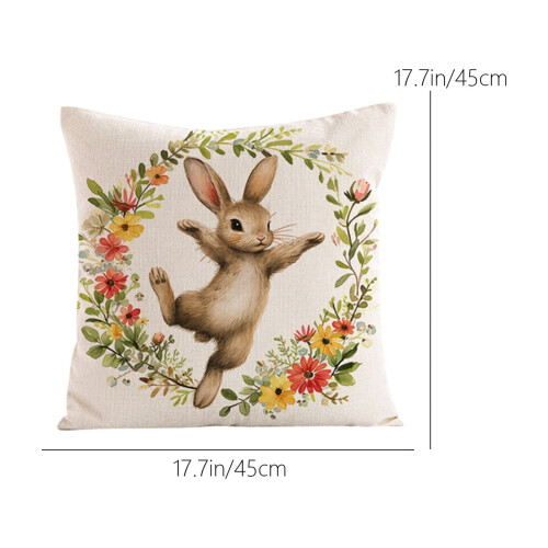 Easter Pillow Cover Linen Peach Fleece Printed with Eggs 2