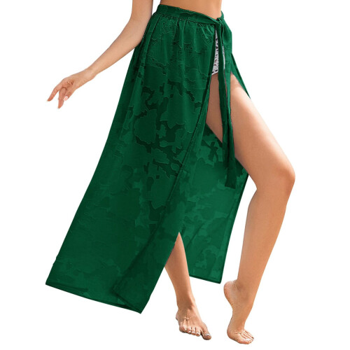 Paréo fleuri en mousseline verte taille M