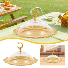 Plato para pastel de metal tallado con tapa de 7.6 pulgadas