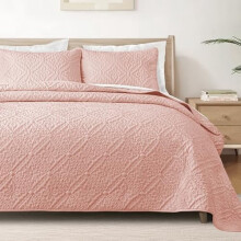 California King Quilt Set Soft Blush Pink 3-Piece