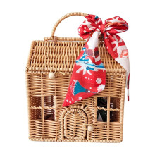 Cesta de picnic de mimbre con forma de casa de ratán (1 pieza)