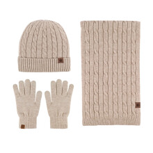 Unisex-Winterstrickset bestehend aus fleecegefütterter Mütze, Schal und Handschuhen