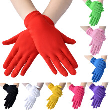 Satinhandschuhe Anthrazit, 20 cm, elastisches Handgelenk, Einheitsgröße