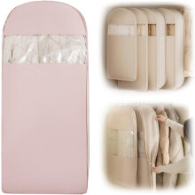 Housse à vêtements suspendue rose XL avec fermeture éclair auto-compressante