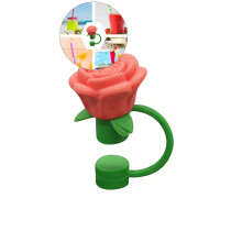 Couvercle de paille en silicone à motif rose pour bouteille d'eau (1 pièce)