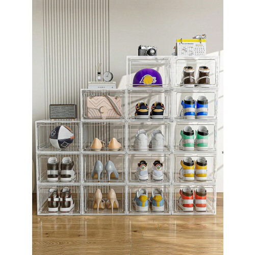 Transparente, stapelbare Schuhkartons, XXL, 6er-Pack