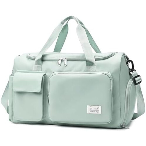 Sac de voyage vert clair avec compartiment à chaussures et