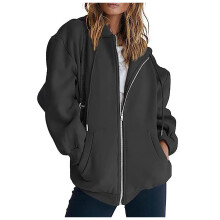 Women's Zip-Up Hoodie with Pocket, Casual Long Sleeve Solid Sweatshirt, Comfortable Streetwear Loungewear – Compatible with GY1