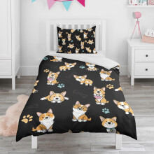 Juego de funda nórdica con diseño de Corgi de dibujos animados para cama individual (1 unidad)
